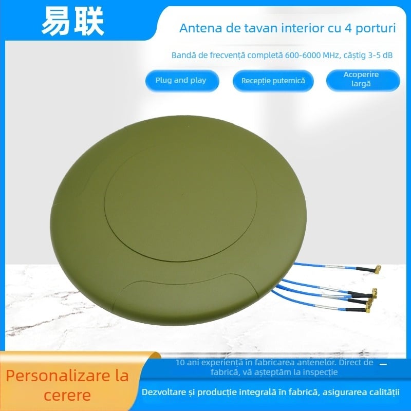 Antena de interior pentru tavan, 4 porturi, 600–6000 MHz, omnidirecțională, bandă întreagă, câștig înalt