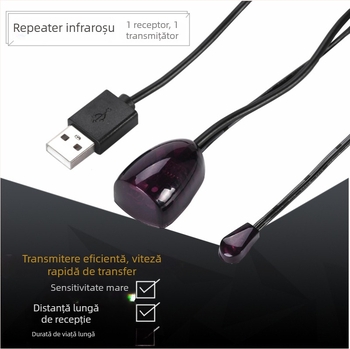 Repetor USB infraroșu — receptor optic, bandă infraroasă îndepărtată, funcționare continuă, semnal broadband, viteză mare