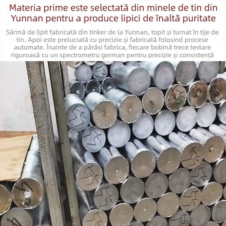 Sârmă de lipit cu plumb Sn63Pb37, flux de rosin, temperatură scăzută 183°C, temperatură de lucru 310±20°C