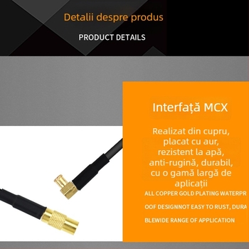 Cablul de extindere MCX femel drept către MCX masculin curbat, RG174 cu fir de cupru împletit