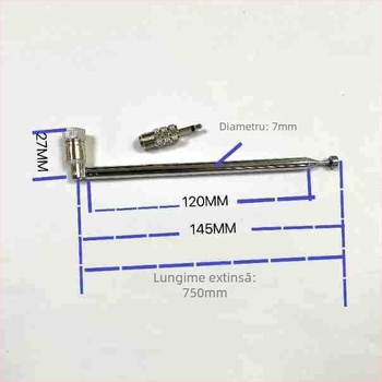 F head 7120 antenă FM telescopică, set de 5 piese, conector TV masculin 3,5 mm BNC