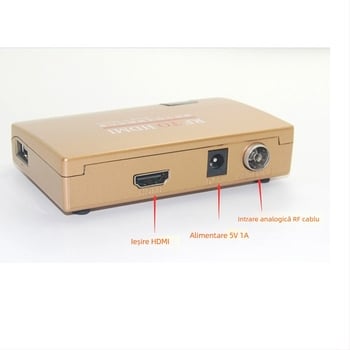 Convertor RF la HDMI analog, model RF2HDMI, rezoluție 1920x1080, sistem universal, conversie de semnal