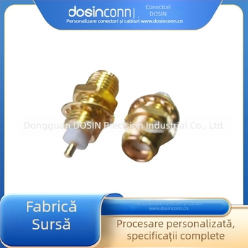 Conector SMA drept femel RF coaxial cu dopare cu rășină pentru montaj prin panou de perete la antena TV – Brand dosinconn, Material izolator: cupru fosfor, Domeniu de aplicare: Industrial, Numarul de material: DOSIN-806-1055