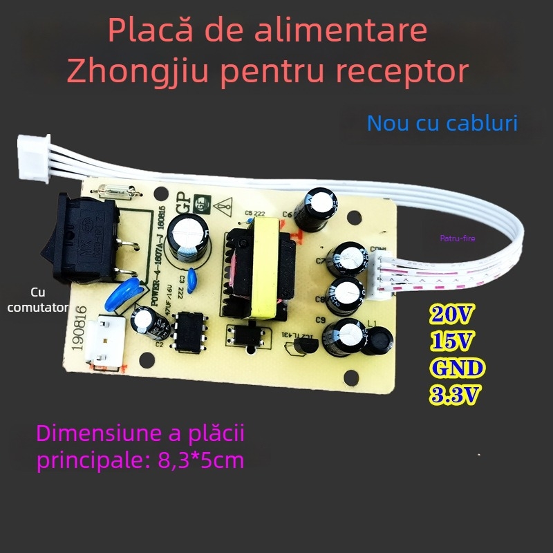 Placă de alimentare universală pentru receptoare și set-top boxuri, 4 fire, ieșiri 20V/15V/3.3V