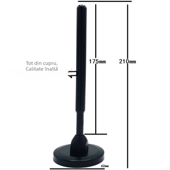 Antena LoRa 433 MHz, omnidirecțională, tijă din cupru pur, montaj cu ventuză (50 Ω, 30 dB câștig, SWR ≤ 1.5)