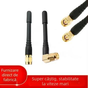 Antena cu tijă din cauciuc pentru 433 MHz, cap drept sau cotit, SMA filet intern, câștig 4 dB, 50 Ω, VSWR ≤ 1.8