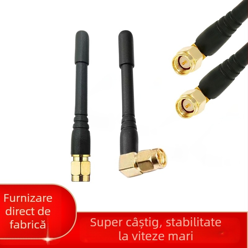 Antena cu tijă din cauciuc pentru 433 MHz, cap drept sau cotit, SMA filet intern, câștig 4 dB, 50 Ω, VSWR ≤ 1.8