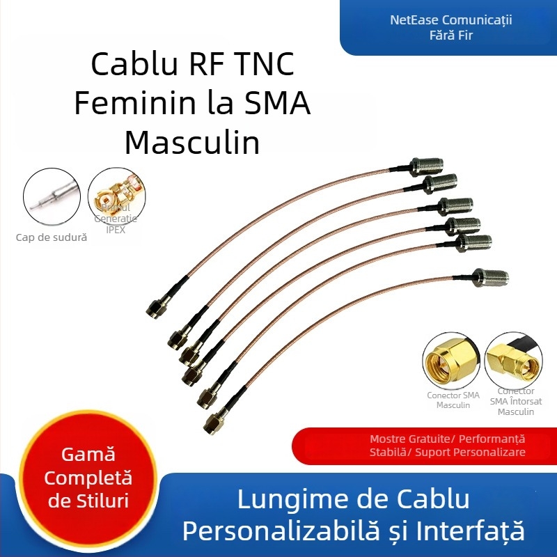 Cablu extindere RF TNC femelă la SMA bărbat, din oțel inoxidabil 316, pentru antenă