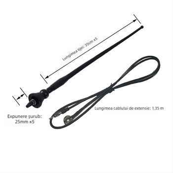 Antena radio auto AM/FM, impermeabilă, universală, cu filet, 12V