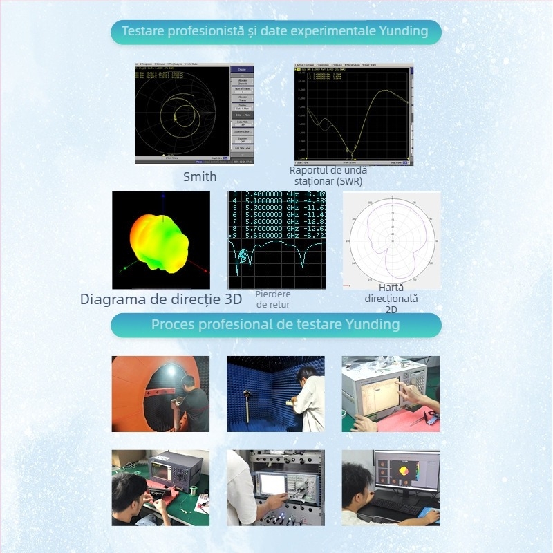 DZ002 antenă 2.4/5.8 GHz Wi‑Fi/Bluetooth – potrivire impedanță, debugging și simulare prototipă cu testare (personalizabilă), SWR ≤ 1.5