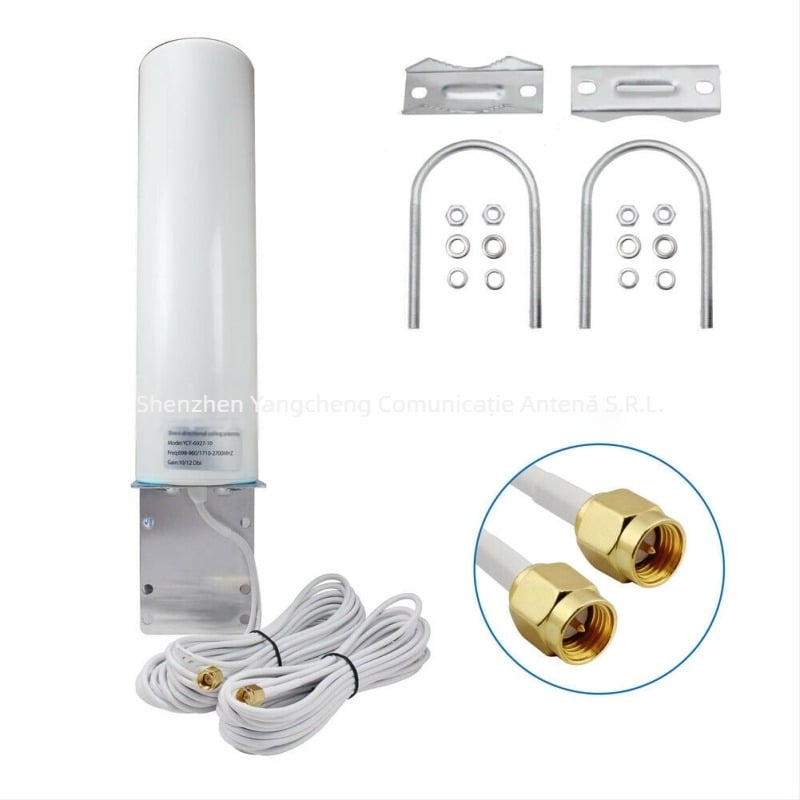 Antena exterioară cu doi conectori SMA masculi pentru 2G/3G/4G/5G LTE, impedanță 50 Ω, câștig 12 dBi, SWR ≤ 1,5