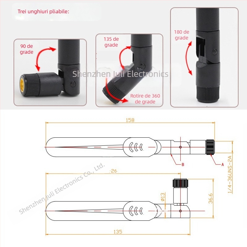 Antenă paddle 4G cu bandă întreagă de la JLC, interfață filet internă, SWR ≤ 2.0