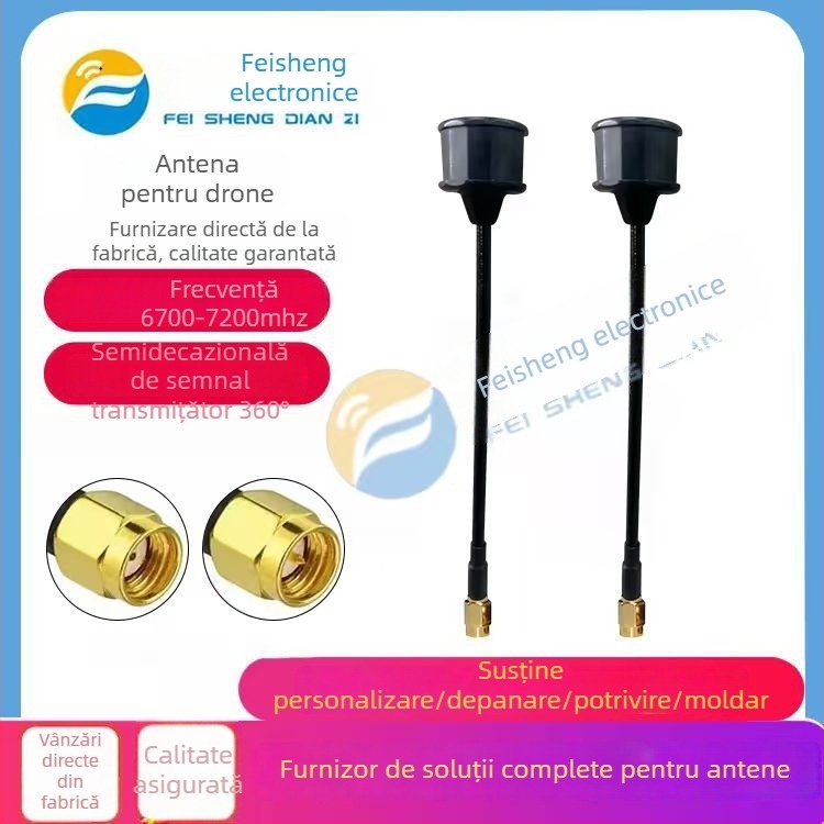 F.s antenă FPV cu polarizare circulară pentru dronă, stil lollipop, recepție 4,9–7,2 GHz