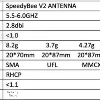 Antena MMCX-90 cu câștig înalt pentru ochelari FPV, 5.8 GHz, SpeedyBee V2