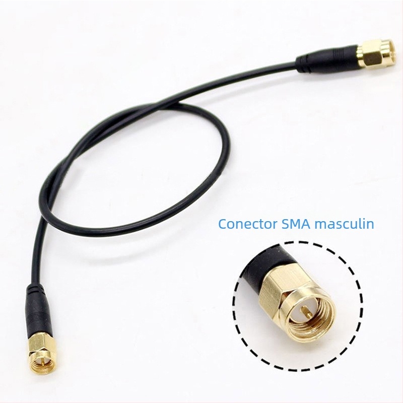 Cablu adaptor pentru antenă SMA, SMA la SMA, RG174, 96 fire din cupru pur, filet intern, pierderi reduse