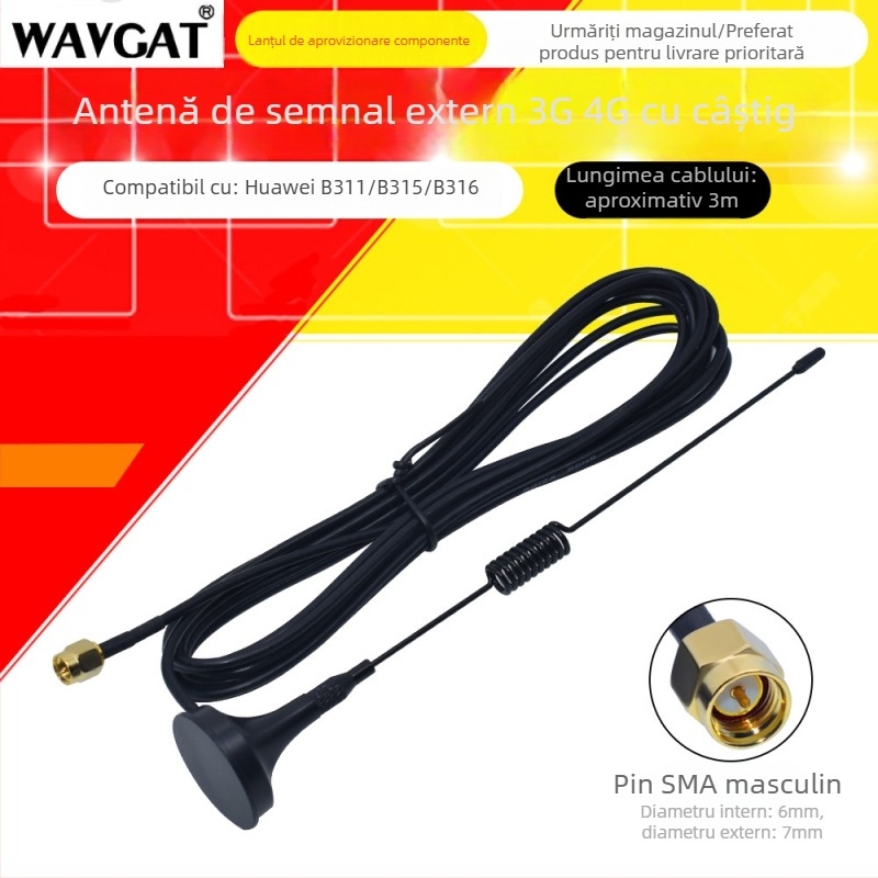 Antena 4G externă cu amplificare a semnalului, pentru routere Huawei cu interfață SMA, modele B315, B311, B316