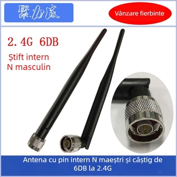 Antena WiFi 2,4 GHz cu 6 dB pentru ZTE ZXV10/W815/W815N, conector N masculin, pin intern