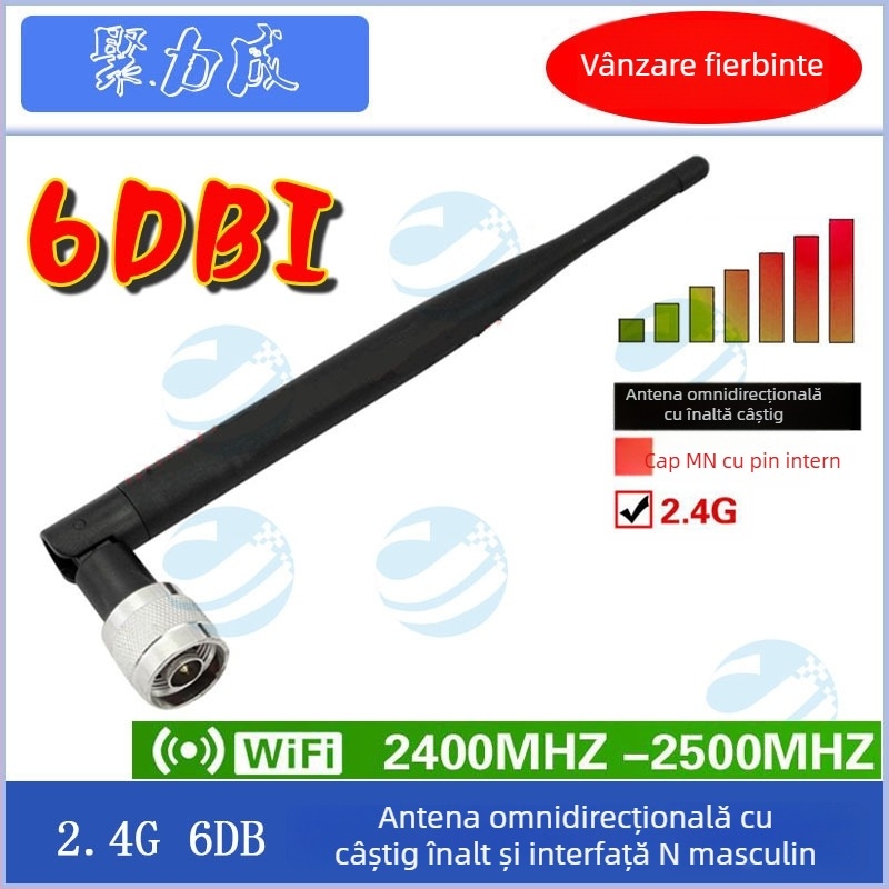Antena WiFi 2,4 GHz cu 6 dB pentru ZTE ZXV10/W815/W815N, conector N masculin, pin intern