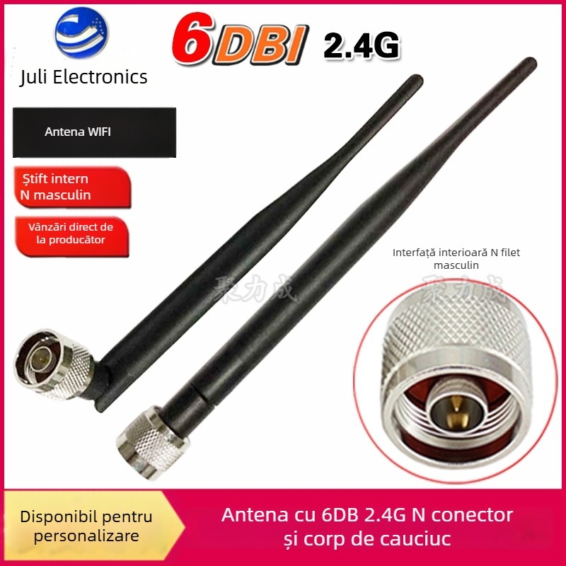 Antena WiFi 2,4 GHz cu 6 dB pentru ZTE ZXV10/W815/W815N, conector N masculin, pin intern