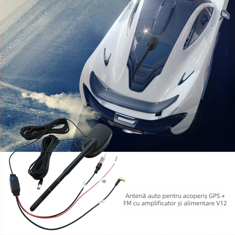 Antena auto activă 3-în-1 pentru GPS, FM/AM și DAB cu amplificare