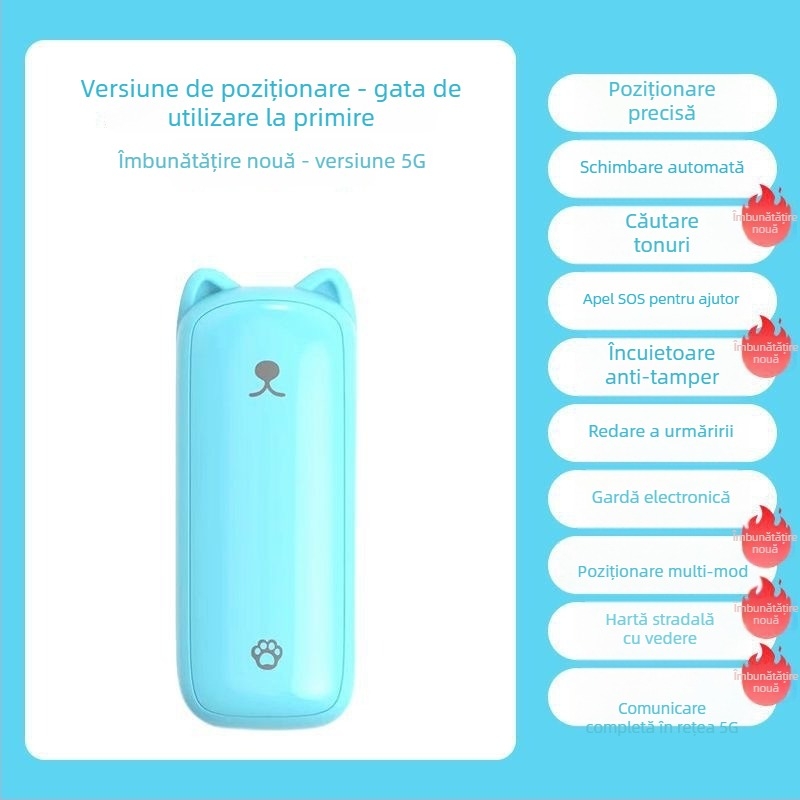 Dispozitiv GPS 5G pentru copii, elevi, vârstnici — precizie 2–10 m, baterie 5 zile, impermeabil, hartă HD