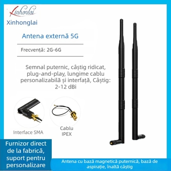 Antena WiFi 2,4 GHz cu câștig înalt, pliabilă, adezivă din cauciuc pentru modem/router optic - Xinhonglai sg906
