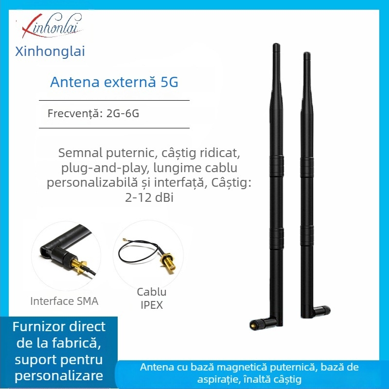 Antena WiFi 2,4 GHz cu câștig înalt, pliabilă, adezivă din cauciuc pentru modem/router optic - Xinhonglai sg906