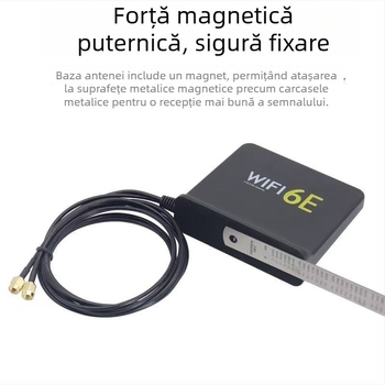 Antena externă WiFi 6E pentru desktop, SMA cu interfață duală, antenă de router cu câștig mare