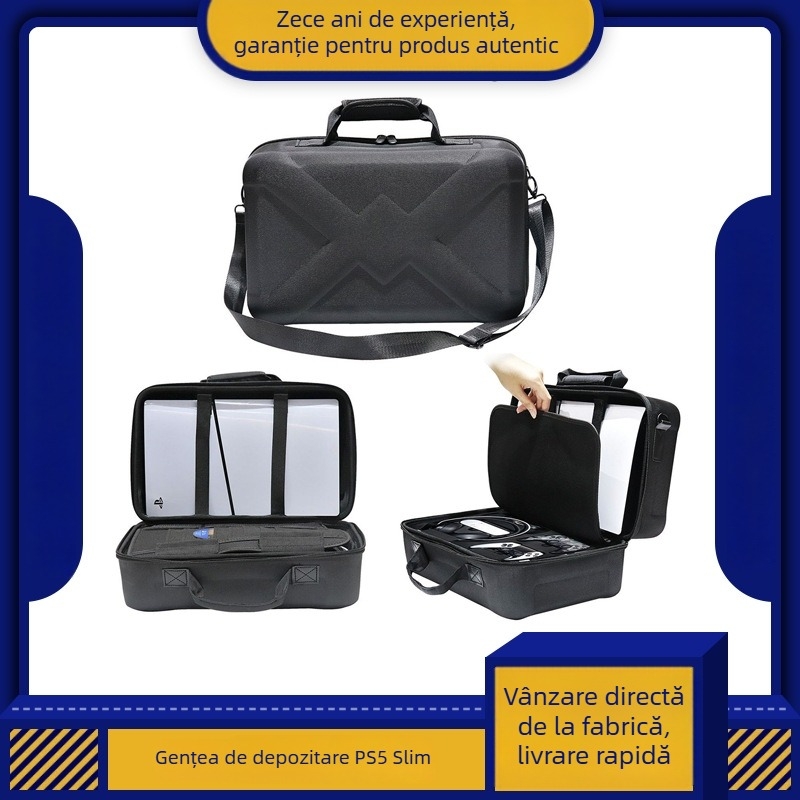 Husă EVA pentru PS5 Slim cu curea crossbody și fermoar, compatibilă cu PS5 Slim