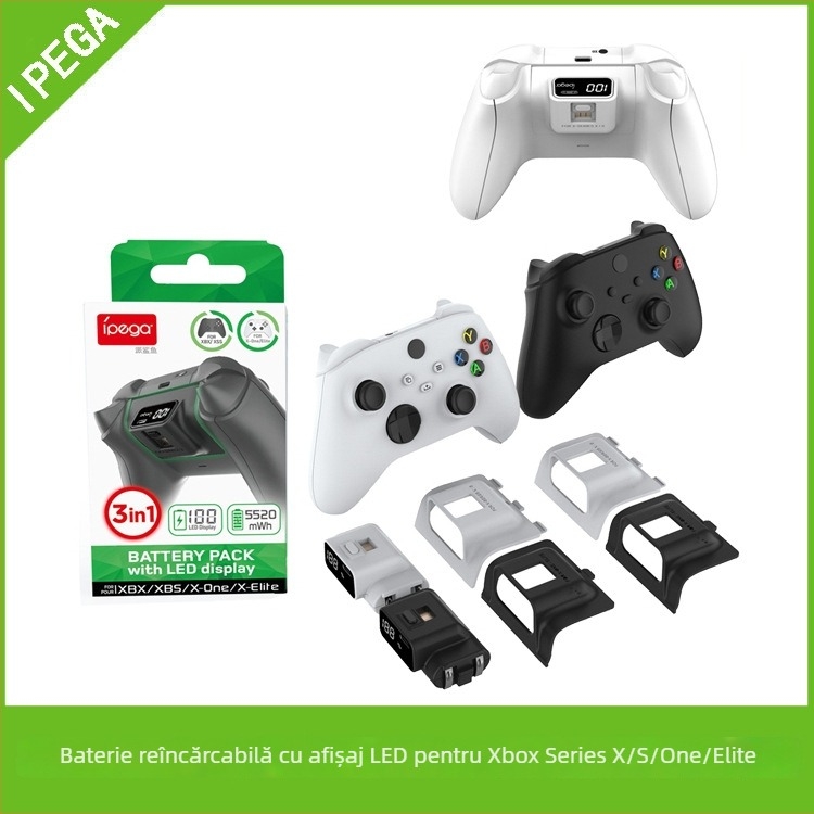 Baterie reîncărcabilă pentru controller Xbox Series X/S și One cu afișaj digital, interfață USB-C, carcasa ABS, compatibil Elite