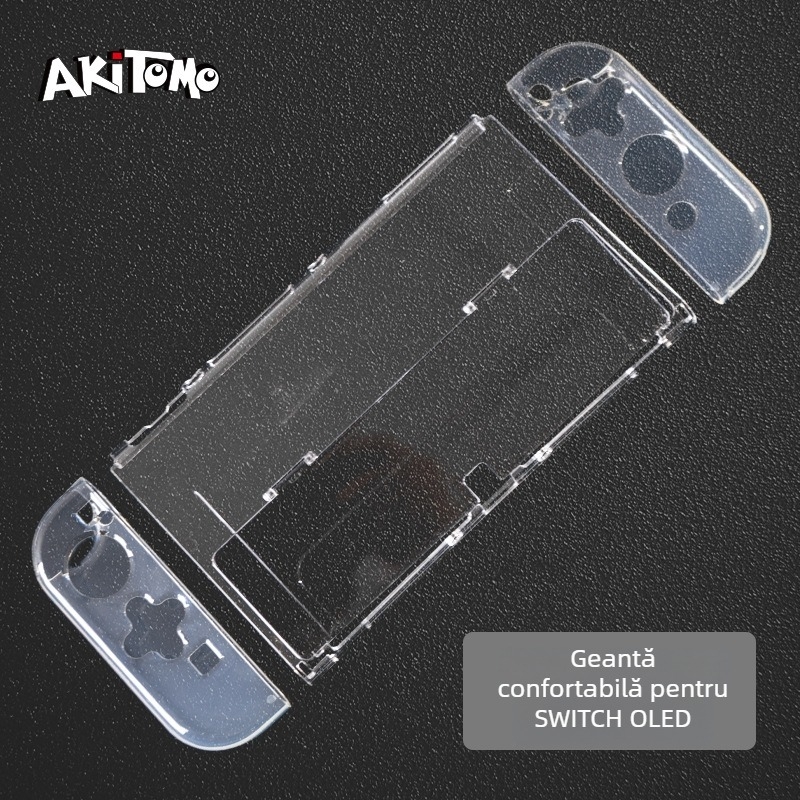 Husa de protecție Nintendo Switch OLED, husă TPU moale, transparentă, mânere despărțite, PC+TPU, compatibil Switch OLED, greutate 93 g