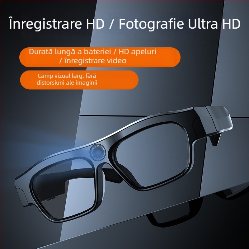 XV18 Ochelari inteligenți cu cameră 8MP, baterie 400mAh, design pe cap, înregistrare HD, rază wireless 10m