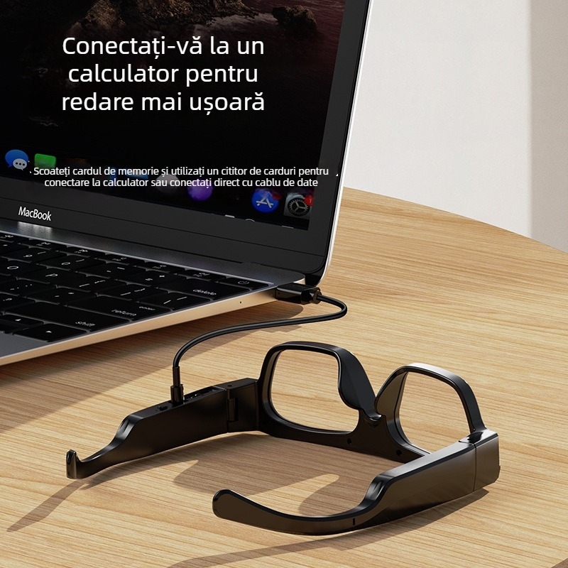 XV18 Ochelari inteligenți cu cameră 8MP, baterie 400mAh, design pe cap, înregistrare HD, rază wireless 10m