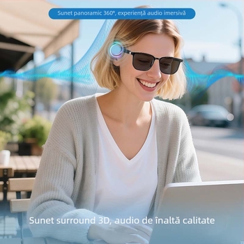 GT03 ochelari inteligenți de traducere cu Bluetooth, lentile polarizate, protecție UV, purtare pe cap