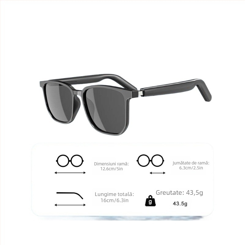 GT03 ochelari inteligenți de traducere cu Bluetooth, lentile polarizate, protecție UV, purtare pe cap