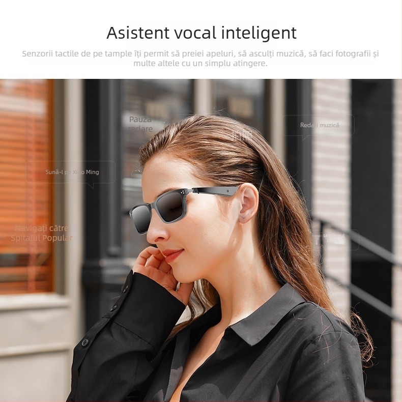 Ochelari Bluetooth inteligenți cu muzică AI, ramă magnetică pentru lentile, protecție împotriva luminii albastre și UV, carcasă ABS+PC, baterii 2×110 mAh, rază de acțiune peste 10 m