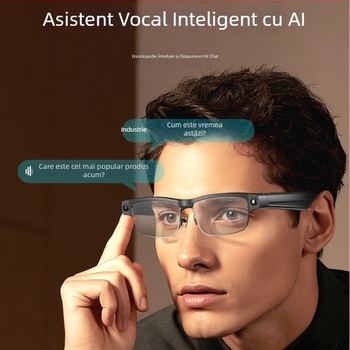 Ochelari inteligenți cu cameră de 8MP pentru fotografii și videoclipuri, traducere AI prin Bluetooth, Bluetooth 5.4, design pe cap, baterie de 270mAh