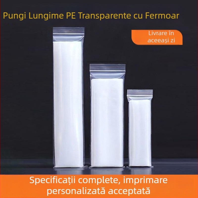 Saci lungi din plastic cu închidere automată pentru telecomenzi, ochelari și telefoane; saci transparenți, cu închidere îngroșată