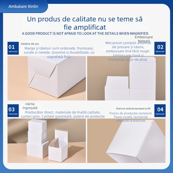 Cutie de ambalaj - Material: hârtie/carton; Tip carton: carton pliant; Grosime hârtie: 250 gsm; Metode de imprimare: offset, serigrafie, imprimare UV, imprimare la cald (argintiu); Imprimare logo: Da