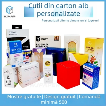 Cutie de ambalare cosmetică - carton pliabil, imprimare logo, ștampilare cu folie, imprimare UV, hârtie 300 g/m²