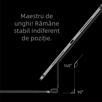 Tastatură wireless cu corp din aliaj de aluminiu și construcție ușoară (aliaj de aluminiu; greutate 530 g; Bluetooth; compatibil cu Apple iPad Pro)