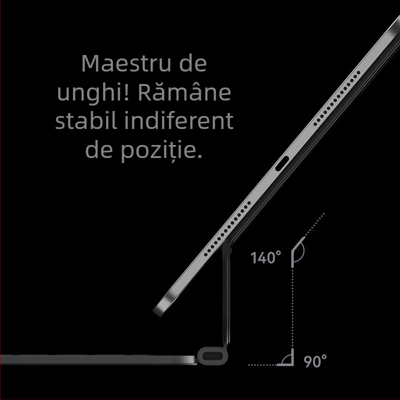 Tastatură wireless cu corp din aliaj de aluminiu și construcție ușoară (aliaj de aluminiu; greutate 530 g; Bluetooth; compatibil cu Apple iPad Pro)