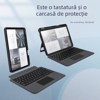 Tastatură Bluetooth Magic Keyboard cu husă din piele împărțită pentru iPad 11-a generație, ecrane de 10.2-inch și 10.5-inch