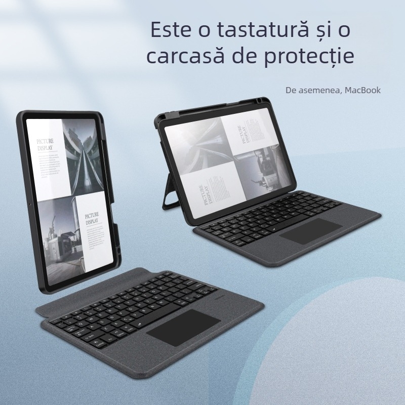 Tastatură Bluetooth Magic Keyboard cu husă din piele împărțită pentru iPad 11-a generație, ecrane de 10.2-inch și 10.5-inch