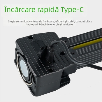 Lumină de lucru COB reîncărcabilă multifuncțională cu LED pentru inspecții, lampă magnetică pliabilă pentru mașină și cort - Model A55, ABS + aliaj de aluminiu, luminozitate și culoare reglabilă