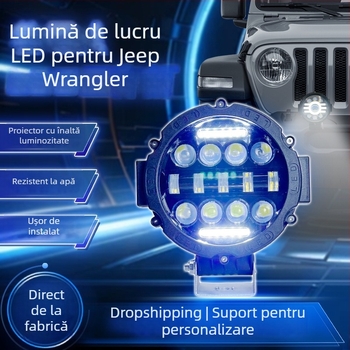 Lumină de lucru LED circulară pentru mașină, dual-color, fascicul lat, modul 15 LED, 75W, 24V, 8000 lm, 6000K