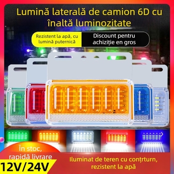 Lumină LED laterală pentru camion/semiremorcă, 12/24V, 8W, IP68, 13.5×10.5 cm