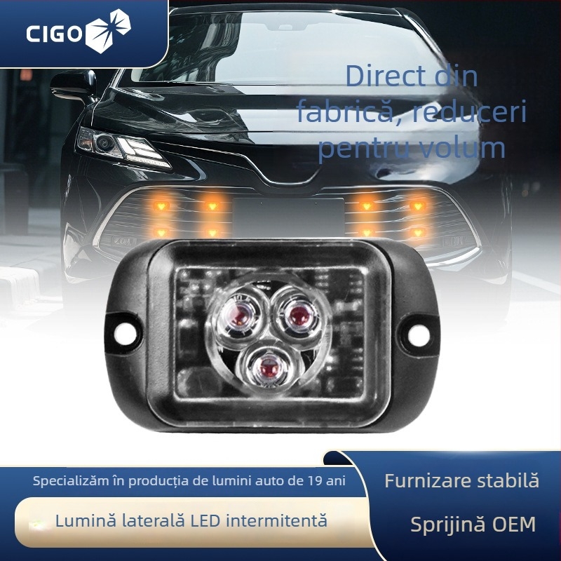 Lumină de camion cu 3LED, semnalizare laterală și lumină de zi, 12/24V, 1W, PC+aliaj de aluminiu, compatibil universal