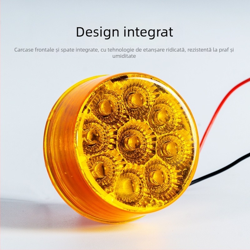 Lumină laterală LED circulară pentru camion - 12V DC, IP65, Cauciuc + ABS + PMMA, Model BD-009Y05ANB-Y