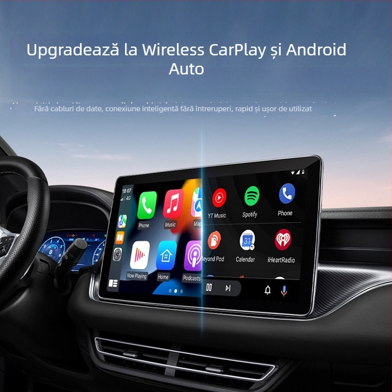 Adaptor CarPlay wireless pentru iPhone și Android — Model G120, ABS, OS montat în vehicul, 1080p, compatibil cu autovehicule echipate cu CarPlay cablat